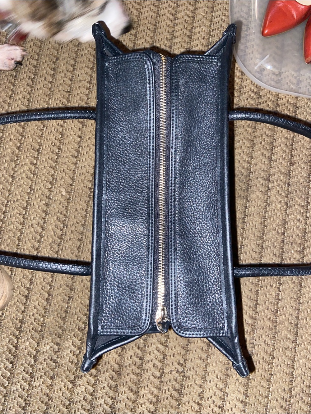 kate spade Black Pebbled Leather Logo Tote with White Print - Picture 4 of 7